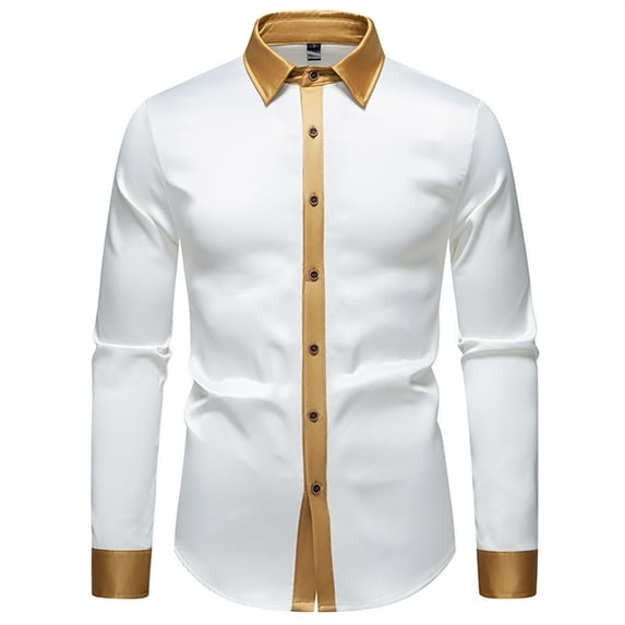 Long Sleeve Shirts for Men,Comfortable Button Down Top Solid Color Breathable Shirt,Men's T-Shirts,XL,White