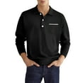 thumbnail image 1 of Long Sleeve Shirts for Men Cotton Casual Turndown Button Solid Pullover Blouse Black M, 1 of 3