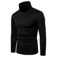 thumbnail image 1 of Long Sleeve Shirts for Men Cotton Turtleneck Casual Solid Pullover Base Shirt Blouse Black M, 1 of 4