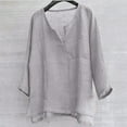 thumbnail image 1 of Long Sleeve Shirts for Men V-Neck Loose Blouse Tops Gray 3XL, 1 of 3