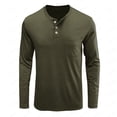 thumbnail image 1 of Long Sleeve Shirts for Men Henley Shirt Crew Neck Buttons Solid Color Casual Loose Henley Shirts for Men, 1 of 5