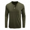 thumbnail image 1 of Long Sleeve Shirts for Men Henley Shirt Crew Neck Buttons Solid Color Casual Loose Henley Shirts for Men, 1 of 5