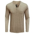 thumbnail image 1 of Long Sleeve Shirts for Men Henley Shirt Crew Neck Buttons Solid Color Casual Loose Henley Shirts for Men, 1 of 5