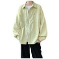 thumbnail image 1 of Long Sleeve Shirts for Men,Lapel Shirt Solid Color Casual Cardigan Holiday Top Breathable Comfortable Relaxed Fit,Long Sleeve Shirts for Men,M,Yellow, 1 of 5