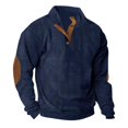 thumbnail image 1 of Long Sleeve Shirts for Men Lightweight Quater Button Down Stand Collar Corduroy Shirt Casual Sweatshirt Sweater, Limited Time Offer, 1 of 6