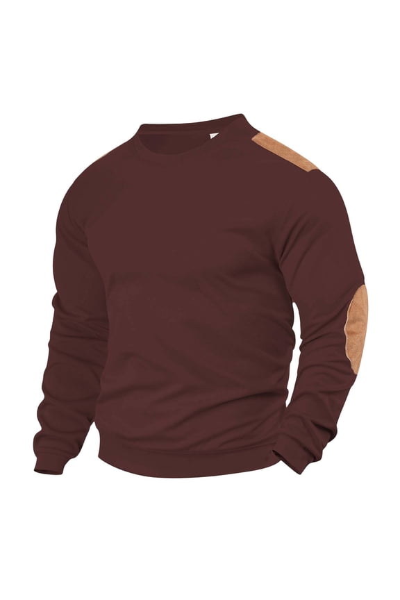 Long Sleeve Shirts for Men, Men Waffle Elbow Patch Shirt Western Long Sleeve Fall Pullover