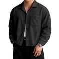 thumbnail image 1 of Long Sleeve Shirts for Men, Men's Corduroy Button Down Shirts Cropped Jackets Casual Long Sleeve Shacket Lightweight Overshirts with Pockets, 1 of 9