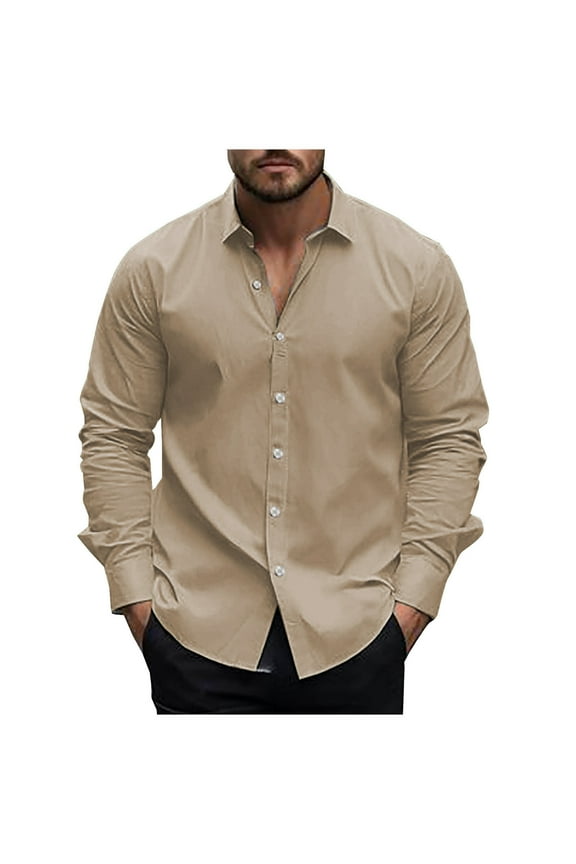 Long Sleeve Shirts for Men, Men's Dress Shirts Long Sleeve Casual Spread Collar Button Down Shirt Wrinkle Free Regular Fit Formal Business Shirts