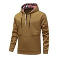 thumbnail image 1 of Long Sleeve Shirts for Men, Men's Half Zip Hoodie Plaid Splicing Hooded Sweatshirts Long Sleeve Drawstring Pullover Tops Coats, 1 of 9