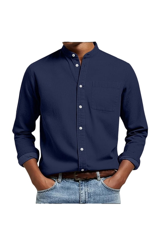 Long Sleeve Shirts for Men, Men's Long Sleeve Button Down Shirt Wrinkle Free Untucked Dress Shirt Casual Denim Shirt