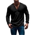 thumbnail image 1 of Long Sleeve Shirts for Men, Men's Long Sleeve Henley Shirt Deep V-Neck Shirts Button Down Casual Classic Tee Lightweight Fall Shirts, 1 of 4