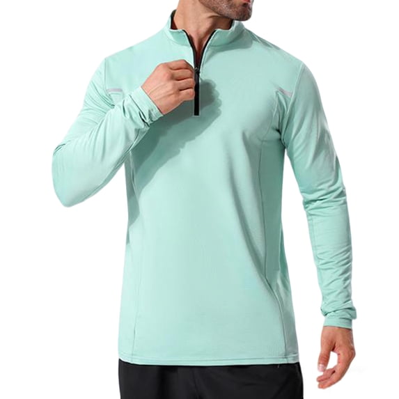 Men's Running Shirts Long Sleeve Athletic Workout Shirts Quarter Zip Pullover Moisture Wicking Quick Dry Shirts