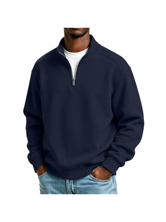 Long Sleeve Shirts for Men, Men's Stand Neck Quarter Zip Sweatshirt Fashion Fall Winter Warm Pullovers
