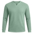 thumbnail image 1 of Long Sleeve Shirts for Men, Men's Waffle Long Sleeve Shirts V Neck Thermal Pullover Tops Knit Tshirt Casual Basic Lightweight Undershirt, 1 of 7