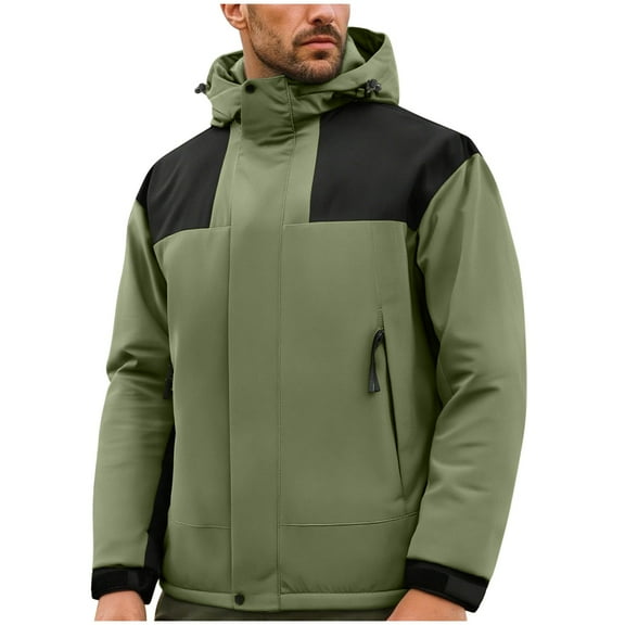 Long Sleeve Shirts for Men, Men's Waterproof Ski Jacket Windproof Rain Jacket Parka Spring Coats with Pockets