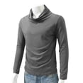 thumbnail image 1 of Mens Cowl Neck Shirts Long Sleeve Breathable Lightweight Stretchable Basic Tee Layering Tops Active Pullover Shirts, 1 of 9