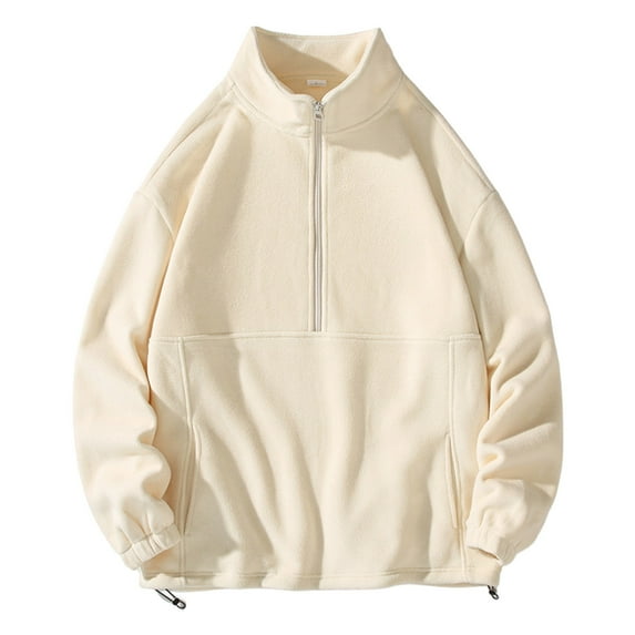 Long Sleeve Shirts for Men, Mens Half Zip Fleece Pullover Fuzzy Sherpa Sweatshirt Stand Collar Athletic Top with Pockets for Running Golf Sports