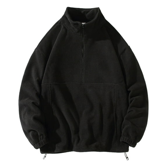Long Sleeve Shirts for Men, Mens Half Zip Fleece Pullover Fuzzy Sherpa Sweatshirt Stand Collar Athletic Top with Pockets for Running Golf Sports