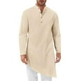 thumbnail image 1 of Long Sleeve Shirts for Men, Mens Kaftan Robe Thobe Cotton Long Sleeve Henley Shirt Casual Muslim Gown Kurta Tops, 1 of 7