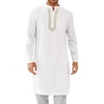 thumbnail image 1 of Long Sleeve Shirts for Men, Mens Kaftan Thobe Button Down Casual Henley Shirts Long Sleeve Robe Cotton Linen Muslim Gown Shirt, 1 of 6