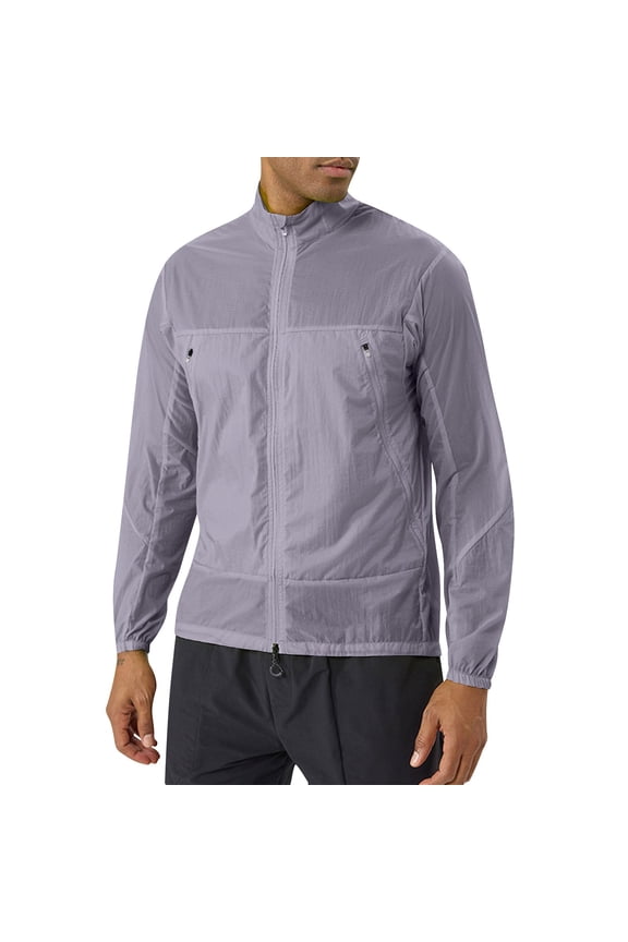 Long Sleeve Shirts for Men, Mens Lightweight Windbreaker Sun Protection Softshell Jacket Water-Resistant Zip Sport Hiking Mountain Jacket