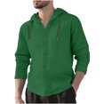 thumbnail image 1 of Mens Long Sleeve Shirts Drawstring Hooded Sweatshirt Casual Button Shirts, 1 of 5