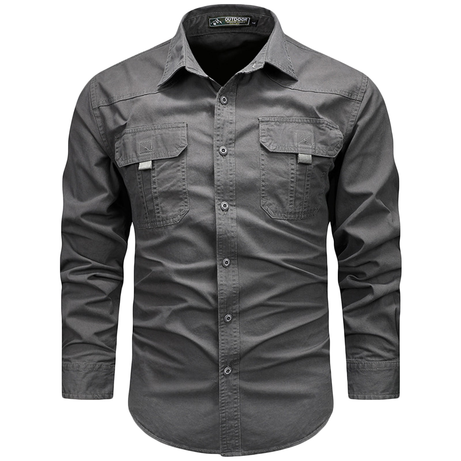 Long Sleeve Shirts for Men Military Button Up Snap Work Shirts