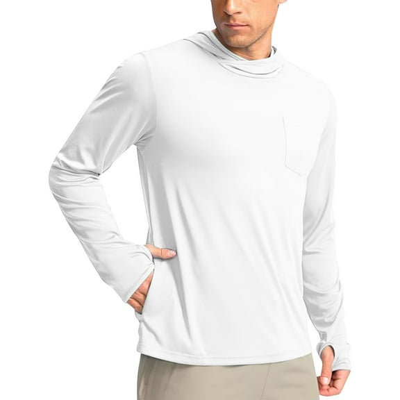 Long Sleeve Shirts for Men - Quick Dry Moisture Wicking UV UPF Sun Protection T-Shirts for Fishing Workout Swim