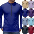 thumbnail image 1 of Long Sleeve Shirts for Men Quick Dry Tech Stretch Lightweight T-Shirt Zipper Sun Protection Athletic Shirts for Hiking,Dark Blue,S, 1 of 6