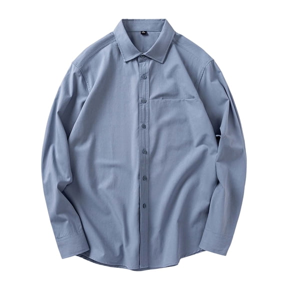 Long Sleeve Shirts for Men Solid Color Casual Shirt Big and Tall Loose Fit Shirt Jacket Spring Fall Sky Blue XXXL