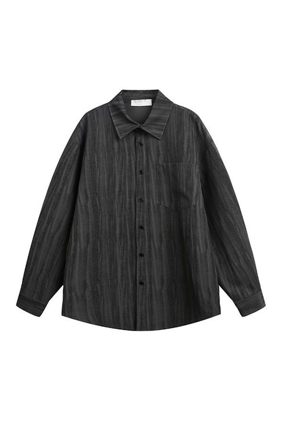 Long Sleeve Shirts for Men Solid Color Casual Shirt Loose Fit Big Size Shirt Light Jacket Spring Fall Black M