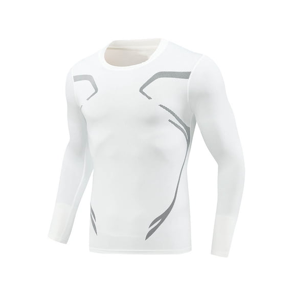 Long Sleeve Shirts for Men Solid Color Crew Neck Workout T Shirts Casual Slim Fits Pullover Sports Base Layer Top