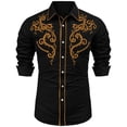 thumbnail image 1 of Long Sleeve Shirts for Men Solid Western Cowboy Embroidered Shirt Slim Fit Casual Button Shirt Yellow L, 1 of 5