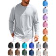 thumbnail image 1 of Long Sleeve Shirts for Men Zaewscy Men's Solid Color Round Neck Long Sleeved Casual Sports Fashion Fitness Clothes Gray M, 1 of 6