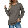 thumbnail image 1 of Long Sleeve Shirts for Women 2023 Dressy Casual Loose Fit Solid Tops Blouse Trendy Basic Round Neck Spring T-Shirts, 1 of 7