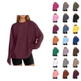 thumbnail image 1 of Long Sleeve Shirts for Women 2026 Spring Basic Shirt Crewneck Plain Oversized Blouse Womens Tops, 1 of 7