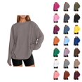 thumbnail image 1 of Long Sleeve Shirts for Women 2026 Spring Basic Shirt Crewneck Plain Oversized Blouse Womens Tops, 1 of 5