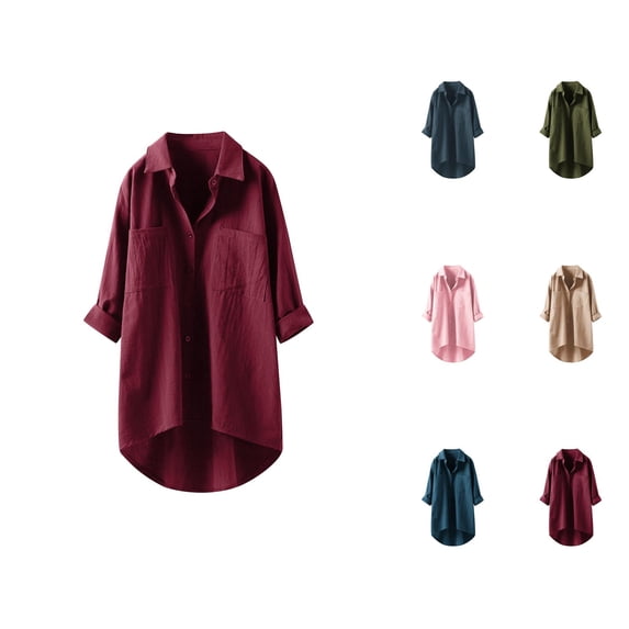 Long Sleeve Shirts for Women 2026 Spring Button Down Collared Business Dressy Casual Office Work Blouse Tops