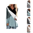 thumbnail image 1 of Long Sleeve Shirts for Women 2026 Spring Fall Casual Geometric Printed V Neck Oversized Shirt Tunic Blouse, 1 of 6