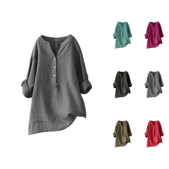 Long Sleeve Shirts for Women 2026 Spring Lightweight V Neck Stand Collared Casual Office Work Blouse Womens Tops