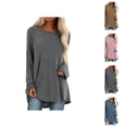 thumbnail image 1 of Long Sleeve Shirts for Women 2026 Spring Plus Size Plain Crewneck Oversized Tshirt Blouse Tunic Tops, 1 of 6