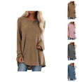 thumbnail image 1 of Long Sleeve Shirts for Women 2026 Spring Plus Size Plain Crewneck Oversized Tshirt Blouse Tunic Tops, 1 of 6