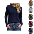 thumbnail image 1 of Long Sleeve Shirts for Women 2026 Spring Ribbed Crewneck Casual Basic Plain Tshirt Blouse Undershirt, 1 of 9