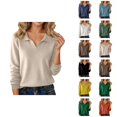thumbnail image 1 of Long Sleeve Shirts for Women 2026 Spring V Neck Lapel Collar Dressy Casual Office Work Blouse Womens Tops, 1 of 5