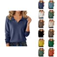 thumbnail image 1 of Long Sleeve Shirts for Women 2026 Spring V Neck Lapel Collar Dressy Casual Office Work Blouse Womens Tops, 1 of 5