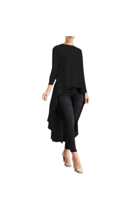 Long Sleeve Shirts for Women Asymmetrical Shirt High Low Plus Blouse Tee Tops