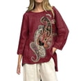 thumbnail image 1 of Long Sleeve Shirts for Women Baseball Art Print Casual 3/4 Sleeve T Shirts Round Neck Cotton Shirt, 1 of 3