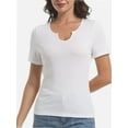 thumbnail image 1 of Women's Short Sleeve V-Neck Ribbed Blouse - Slim Fitted Casual Basic Top, 1 of 6