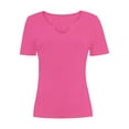 thumbnail image 1 of Long Sleeve Shirts for Women Basic Casual V Neck Tops Ribbed Slim Fitted Blouse, 1 of 5