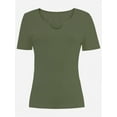 thumbnail image 1 of Long Sleeve Shirts for Women Basic Casual V Neck Tops Ribbed Slim Fitted Blouse, 1 of 5